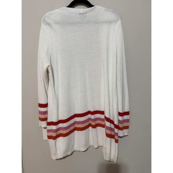 Torrid White Striped Knit Cardigan Sweater Open Front‎ Plus Size - Picture 5 of 5